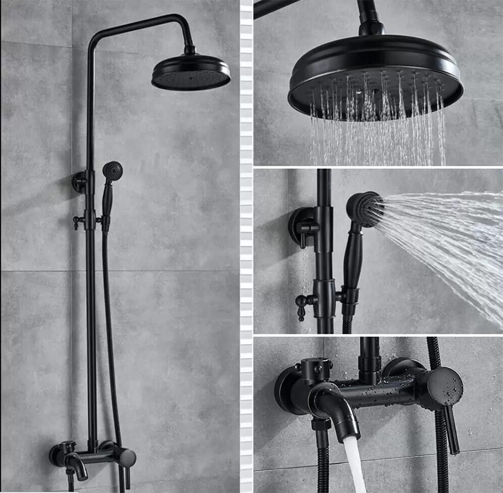 Shower Fitting Set Retro Shower System Rain Shower With Shower Head Hand Shower Ceramic Valve 17*15*120cm Shower Faucet Set Shower Fitting Set Retro Shower System Rain Shower With Shower Head Hand Shower Ceramic Valve 17*15*120cm Shower Faucet Set