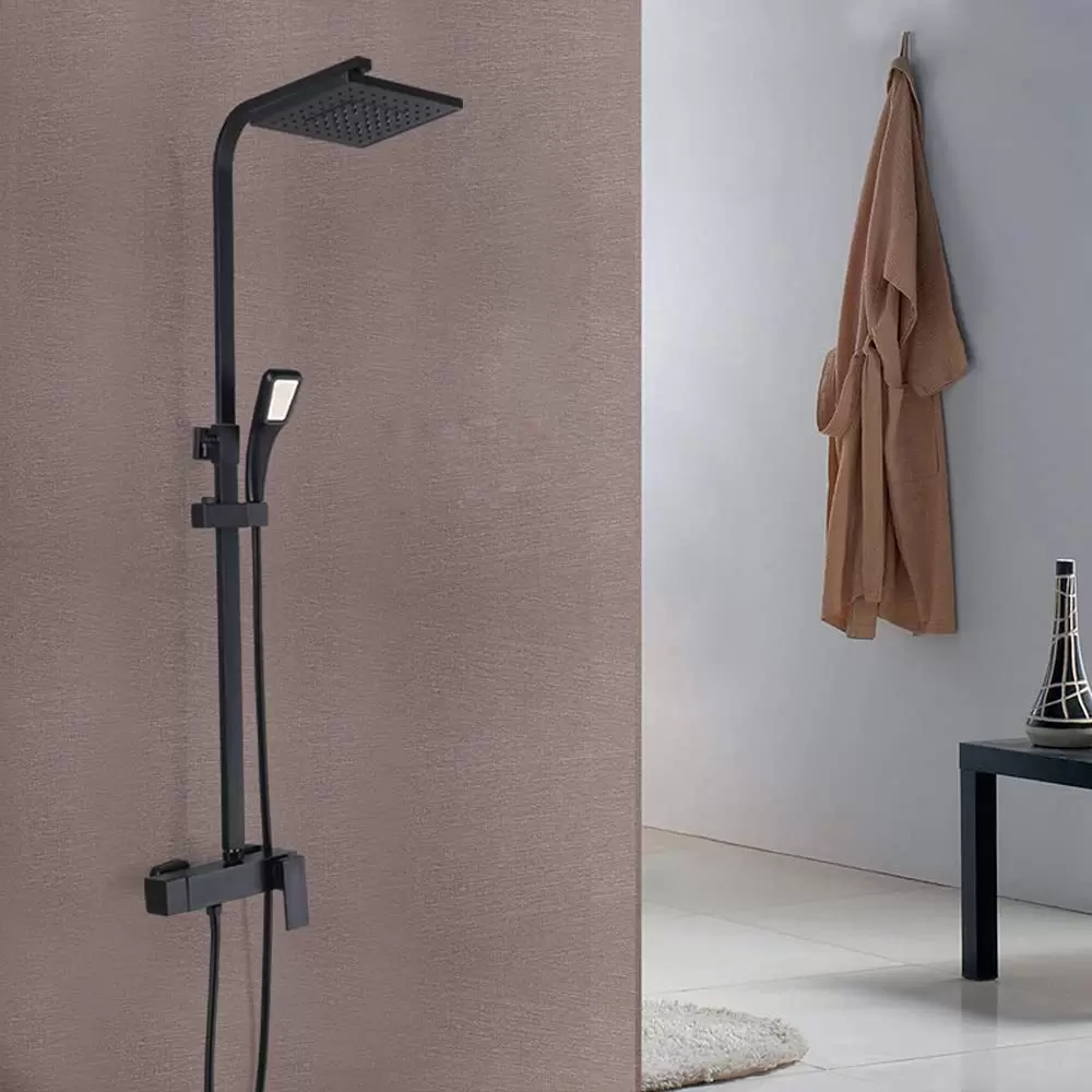 Black Shower Column For Bathroom Complete Shower Set With Shower Mixer And Hand Shower Adjustable Height For People Who Pursue Quality Of Life