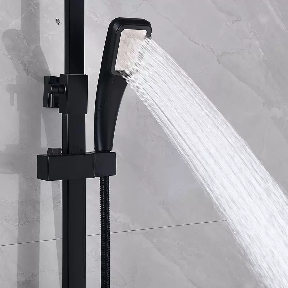 Black Shower Column For Bathroom Complete Shower Set With Shower Mixer And Hand Shower Adjustable Height For People Who Pursue Quality Of Life Black Shower Column For Bathroom Complete Shower Set With Shower Mixer And Hand Shower Adjustable Height For People Who Pursue Quality Of Life
