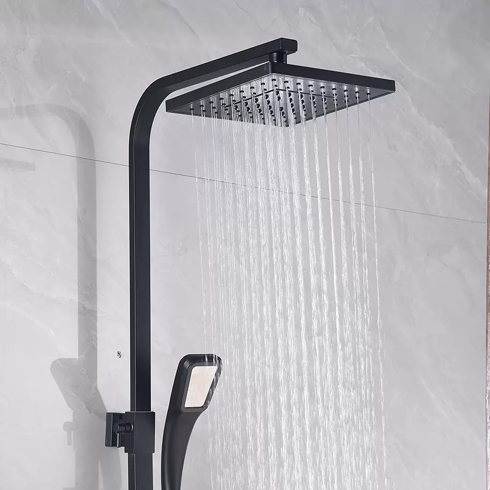 Black Shower Column For Bathroom Complete Shower Set With Shower Mixer And Hand Shower Adjustable Height For People Who Pursue Quality Of Life Black Shower Column For Bathroom Complete Shower Set With Shower Mixer And Hand Shower Adjustable Height For People Who Pursue Quality Of Life