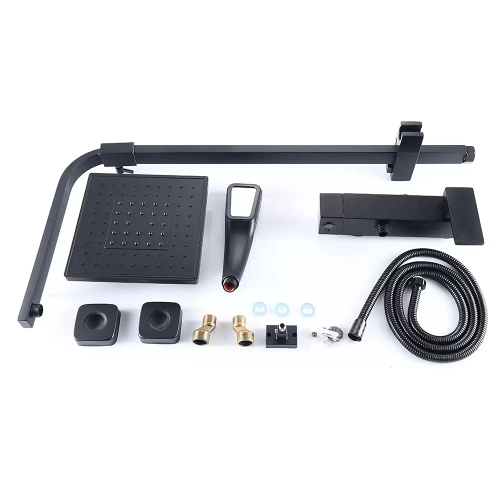 Black Shower Column For Bathroom Complete Shower Set With Shower Mixer And Hand Shower Adjustable Height For People Who Pursue Quality Of Life Black Shower Column For Bathroom Complete Shower Set With Shower Mixer And Hand Shower Adjustable Height For People Who Pursue Quality Of Life