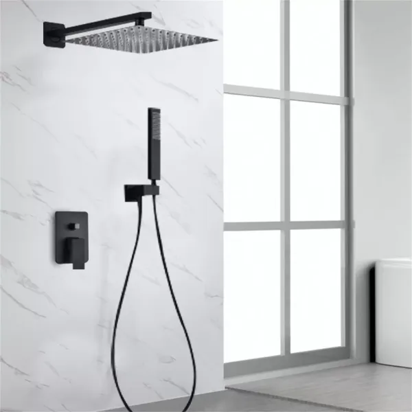 Shower System with Thermostat Shower Column Shower Head Hand Shower 30 x 35.7 x 6.2 cm Shower Set Applies To Hotels Bathing Centers Black