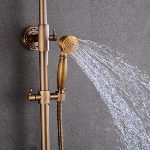 Retro Shower Set - Brass - With Shower Head - Aged Brass