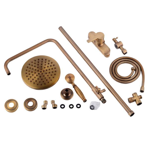 Retro Shower Set - Brass - With Shower Head - Aged Brass