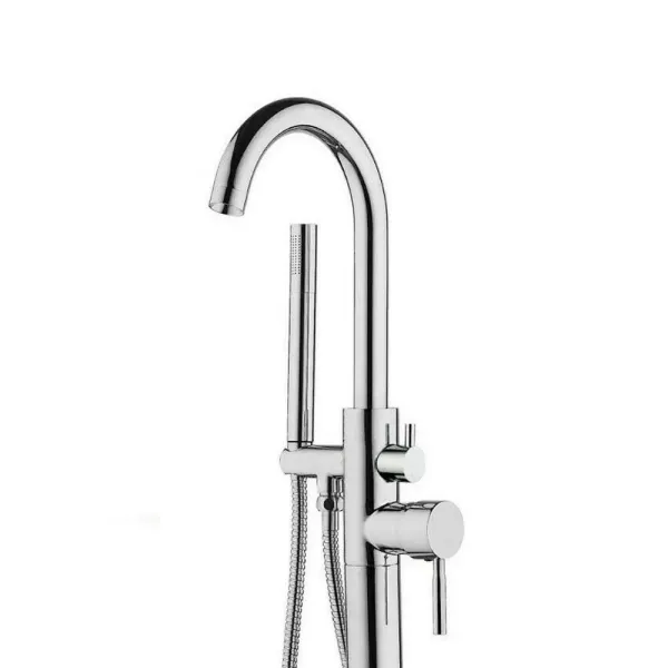 Galvanized Bathtub Faucet Freestanding Faucet Bathtub Standing Bathtub Faucet Hand Shower Faucet Silver Durable Body Humanized Design