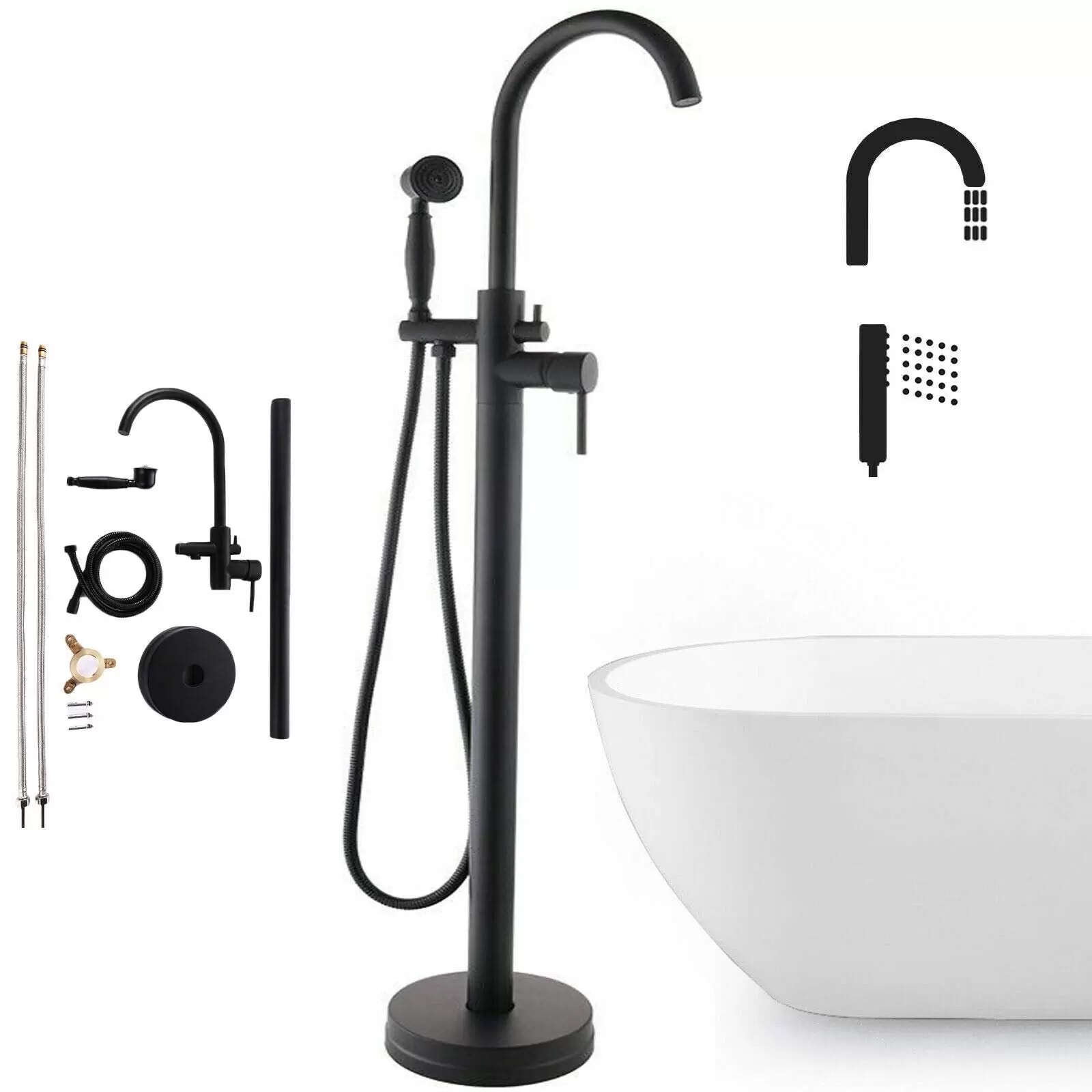 Shower Kit with Rain Shower - Freestanding Bathtub Faucet - Bathtub Faucets - Hand Shower Humanized Design Easy to Install Single Lever Handle