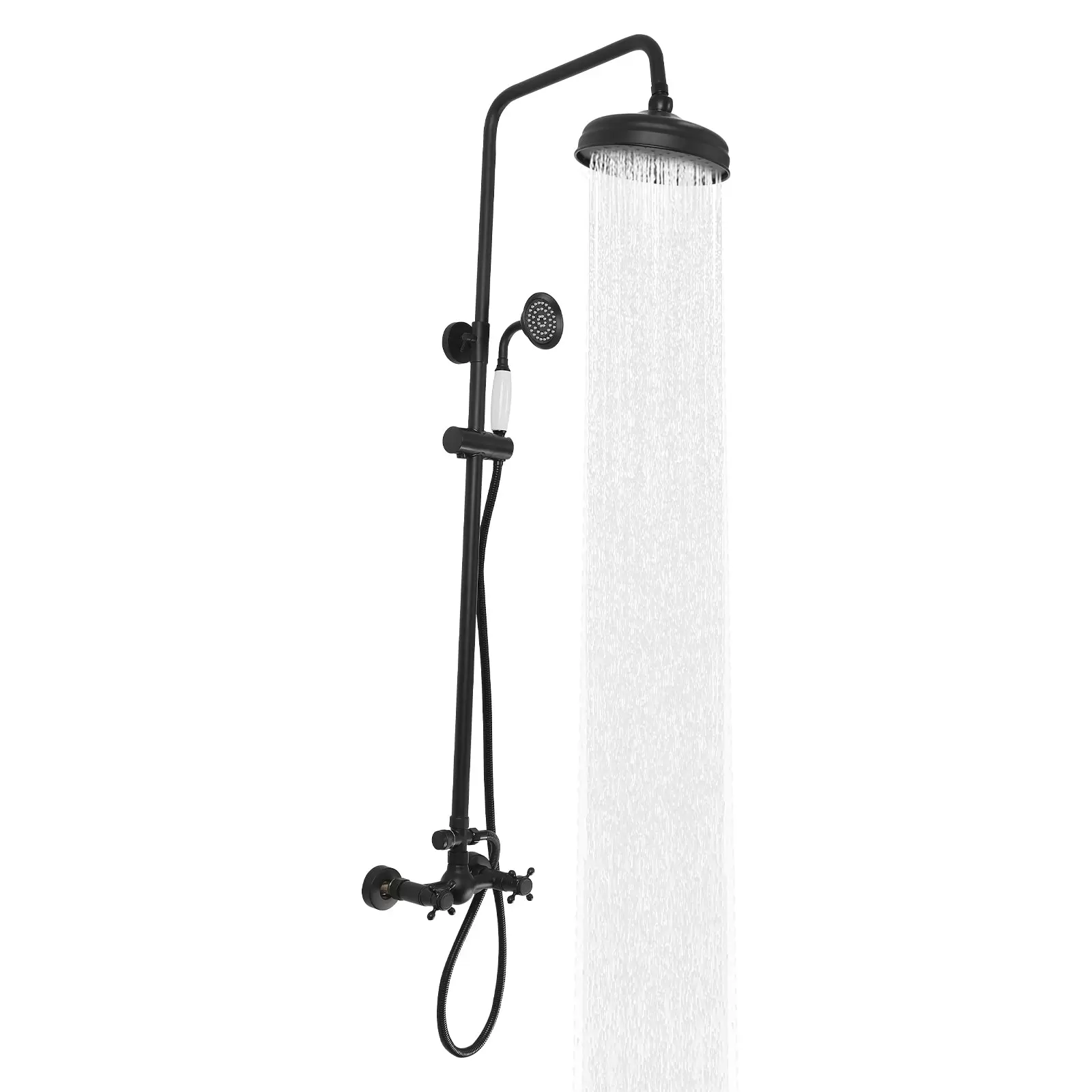 Retro Black Shower Set with Shower Head for Bathroom Bathtub Faucet Black Shower System with a Round Rain Shower Head