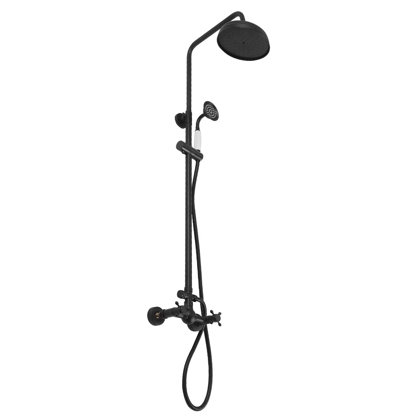 Retro Black Shower Set with Shower Head for Bathroom Bathtub Faucet Black Shower System with a Round Rain Shower Head