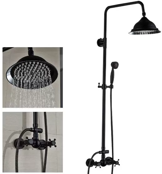 8" retro shower column - With shower head - Height adjustable from 80 to 120 cm