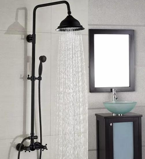8" retro shower column - With shower head - Height adjustable from 80 to 120 cm