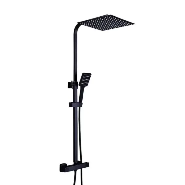 Black Thermostat Shower System - Stainless Steel Shower Bar - Copper Thermostatic Faucet for Bathroom
