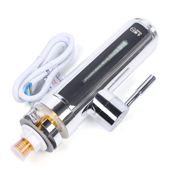 Electric Kitchen Faucet With Led Temperature Indicator 3000w For Kitchen Laundry Bathroom 220 V Ipx4 360° Rotation Silver Led Display High Efficiency