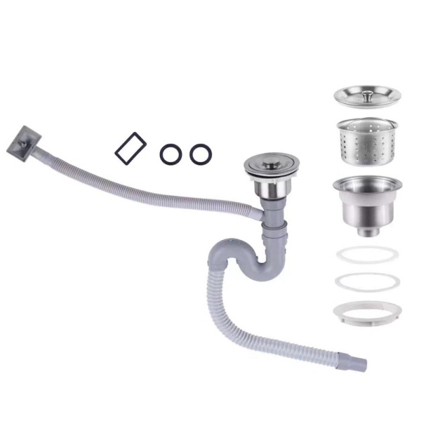 65*44*22CM Stainless Steel Kitchen Sink, With Draining Basket, Downcomer, Overflow