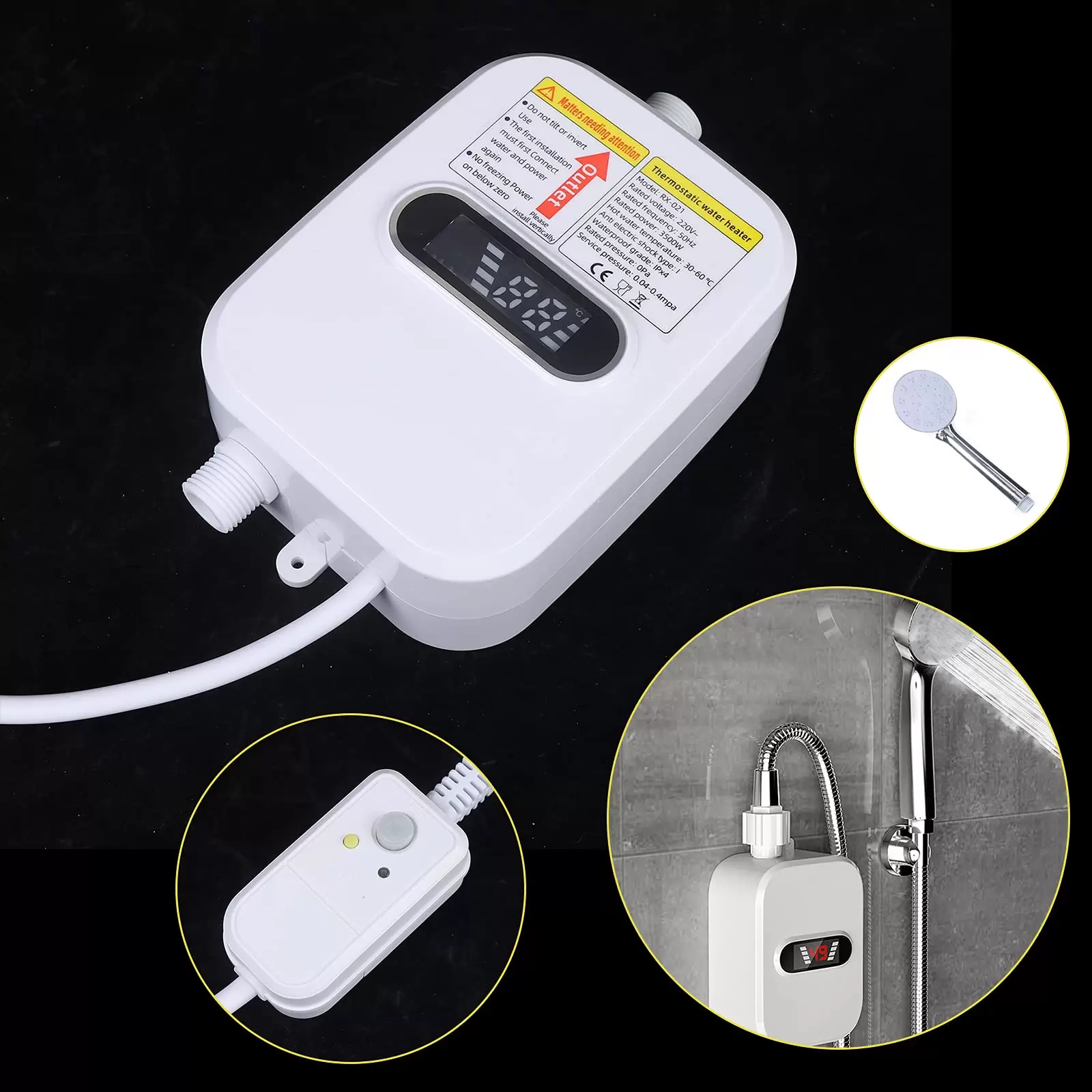 Mini Instant Hot Water Heater 3.5KW Electric Water Heater with Leakage Protection for Kitchen Bathroom Mini Instant Hot Water Heater 3.5KW Electric Water Heater with Leakage Protection for Kitchen Bathroom