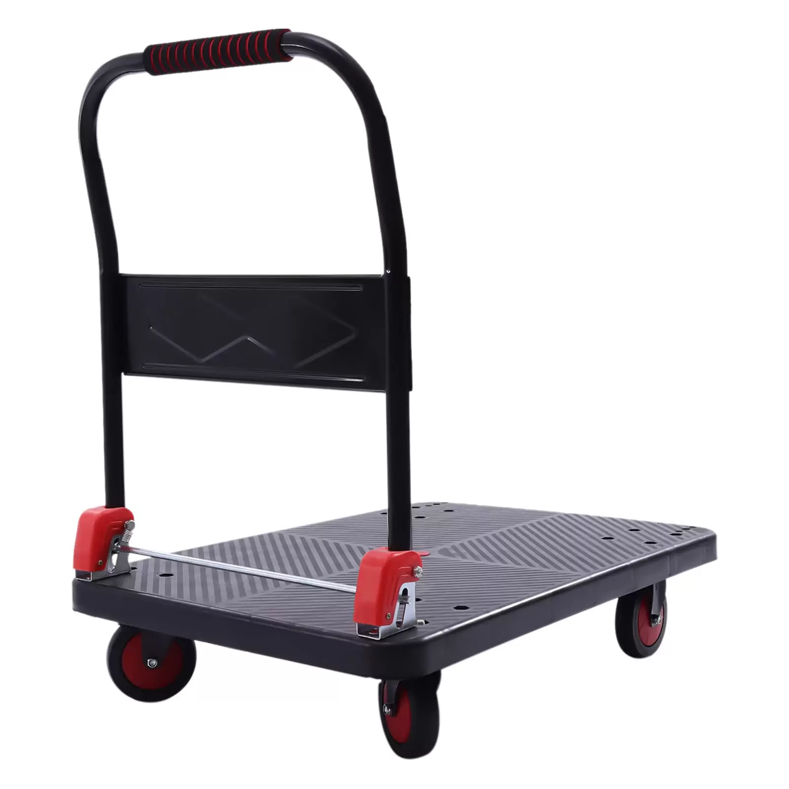 400kg Foldable Platform Transport Cart with Swivel Casters Quiet Car with Brakes Platform Trolley For Books Vegetables Flowers Buckets