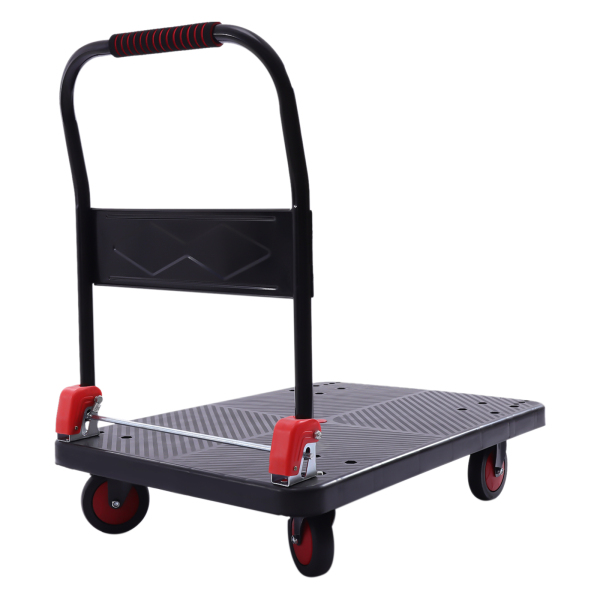 400kg Foldable Platform Transport Cart with Swivel Casters Quiet Car with Brakes Platform Trolley For Books Vegetables Flowers Buckets