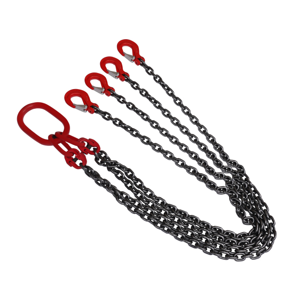 1.5m 4 Strand T8 Level Load Capacity 5t Chain Sling with Clevis Hook 1.5mtr x 4 leg 8mm Lifting Chain Sling 5 Tonne with Steel Grab Hook High-quality