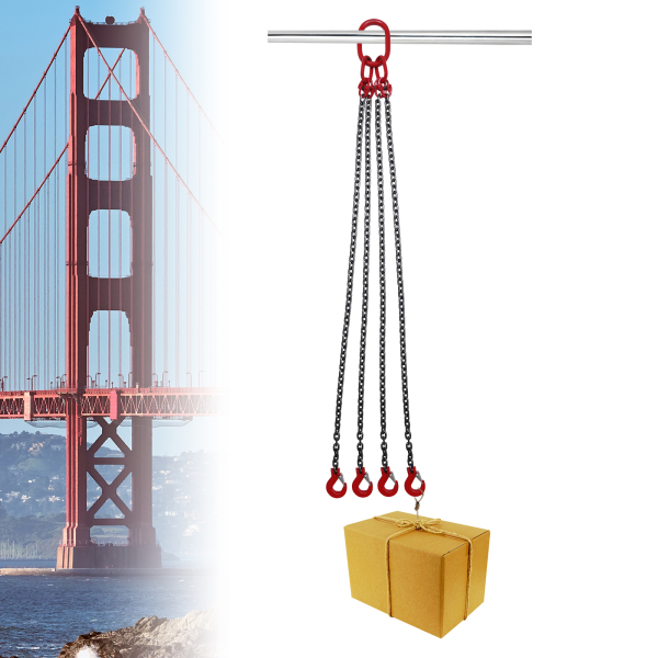 1.5m 4 Strand T8 Level Load Capacity 5t Chain Sling with Clevis Hook 1.5mtr x 4 leg 8mm Lifting Chain Sling 5 Tonne with Steel Grab Hook High-quality