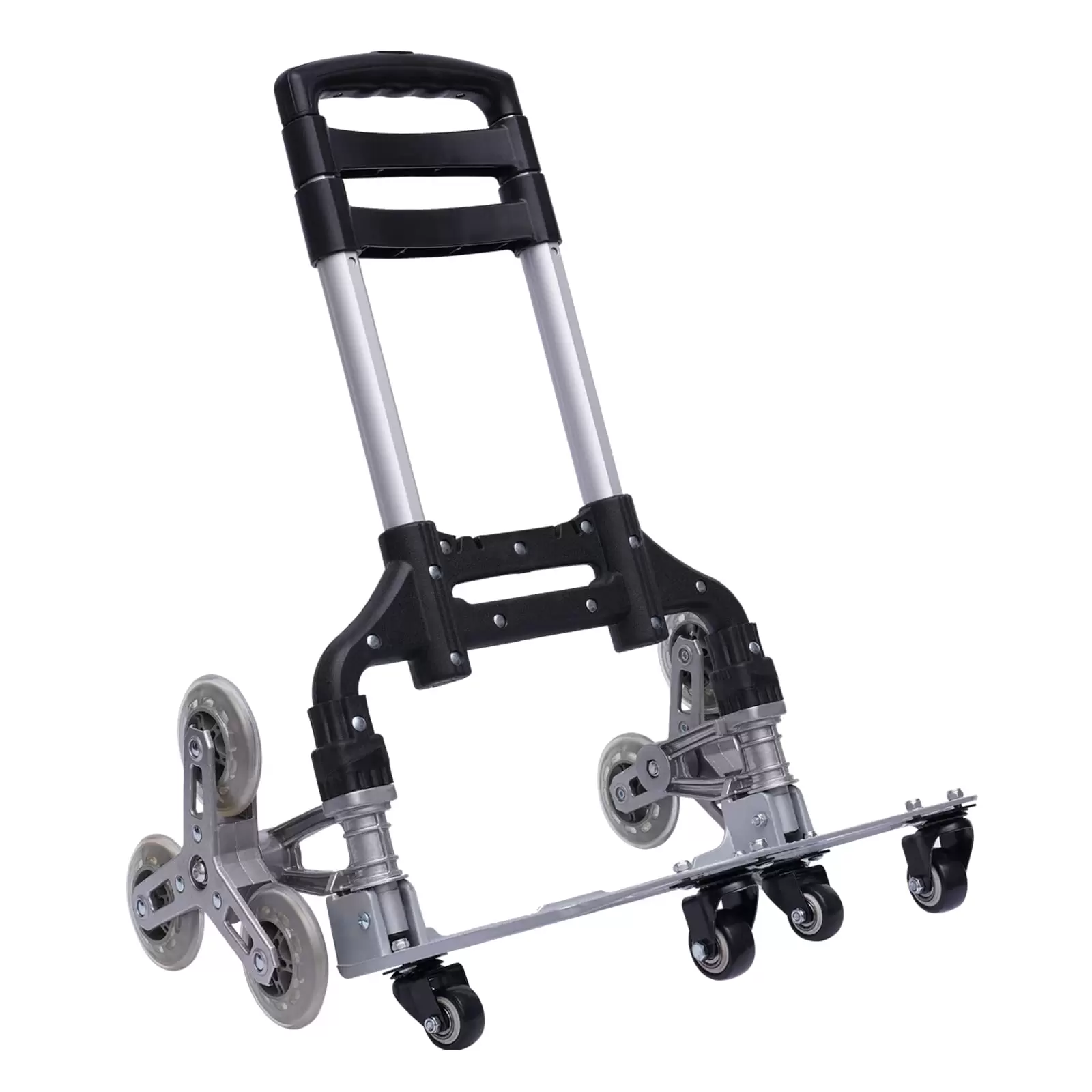 Stair Climbing Cart Heavy-Duty Hand Truck Portable Folding Cart Aluminium Luggage Cart for Moving with 6 Wheels and 4 Universal Wheels Waterproof Canvas Bag Ergonomic Design Handle