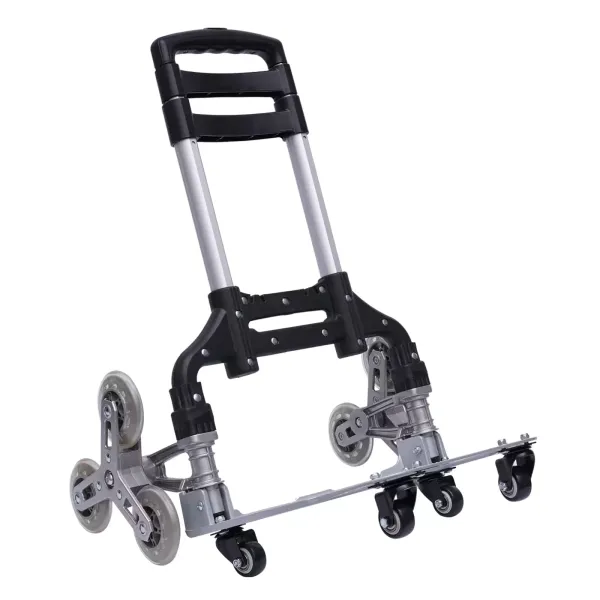 Stair Climbing Cart Heavy-Duty Hand Truck Portable Folding Cart Aluminium Luggage Cart for Moving with 6 Wheels and 4 Universal Wheels Waterproof Canvas Bag Ergonomic Design Handle