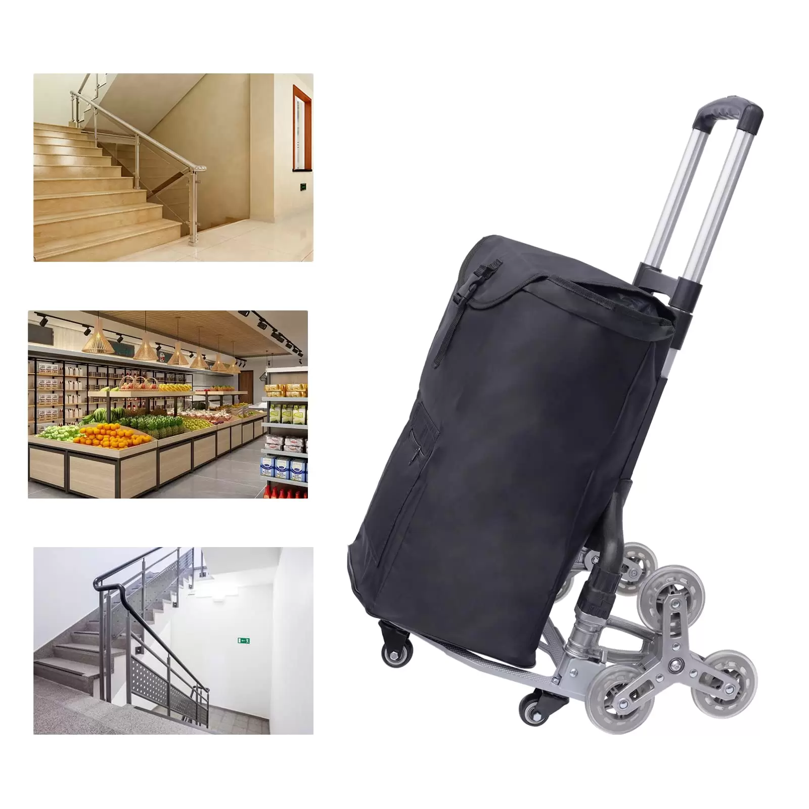 Stair Climbing Cart Heavy-Duty Hand Truck Portable Folding Cart Aluminium Luggage Cart for Moving with 6 Wheels and 4 Universal Wheels Waterproof Canvas Bag Ergonomic Design Handle Stair Climbing Cart Heavy-Duty Hand Truck Portable Folding Cart Aluminium Luggage Cart for Moving with 6 Wheels and 4 Universal Wheels Waterproof Canvas Bag Ergonomic Design Handle