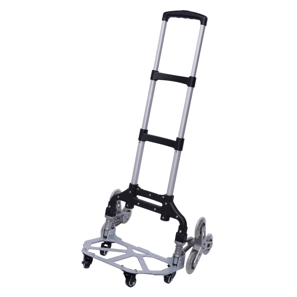 Stair Climbing Cart Heavy-Duty Hand Truck Portable Folding Cart Aluminium Luggage Cart for Moving with 6 Wheels and 4 Universal Wheels Waterproof Canvas Bag Ergonomic Design Handle