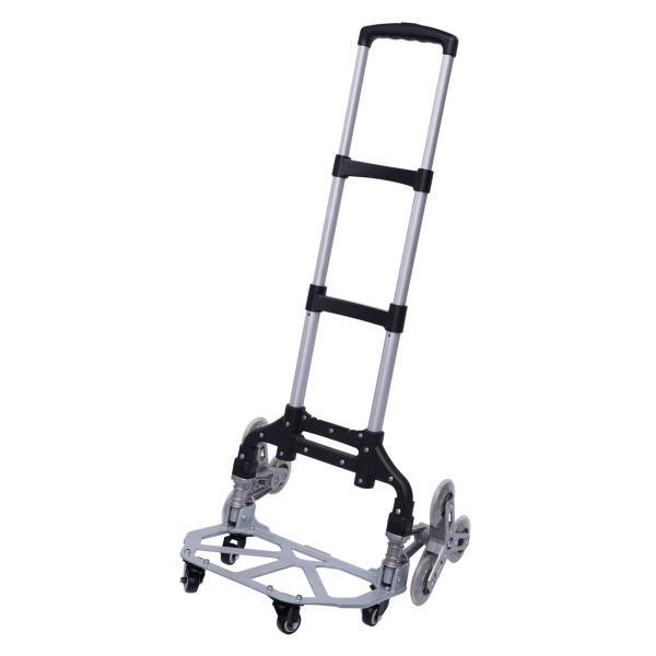 Stair Climbing Cart Heavy-Duty Hand Truck Portable Folding Cart Aluminium Luggage Cart for Moving with 6 Wheels and 4 Universal Wheels Waterproof Canvas Bag Ergonomic Design Handle