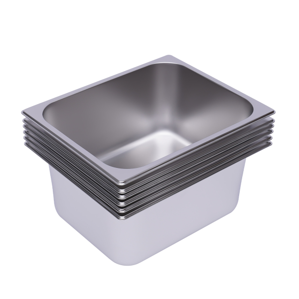 Steam Table Pans 6-Pack 6 Inch Deep Restaurant Steam Table Pans Commercial Hotel Pan Made of 201 Gauge Stainless Steel 201 Stainless Steel