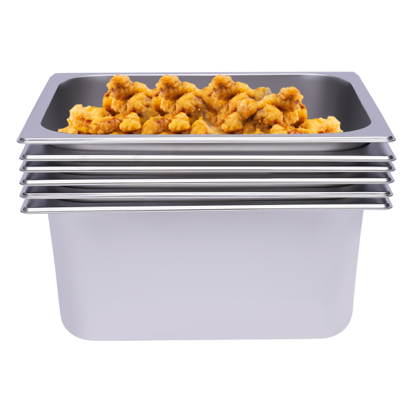 Steam Table Pans 6-Pack 6 Inch Deep Restaurant Steam Table Pans Commercial Hotel Pan Made of 201 Gauge Stainless Steel 201 Stainless Steel