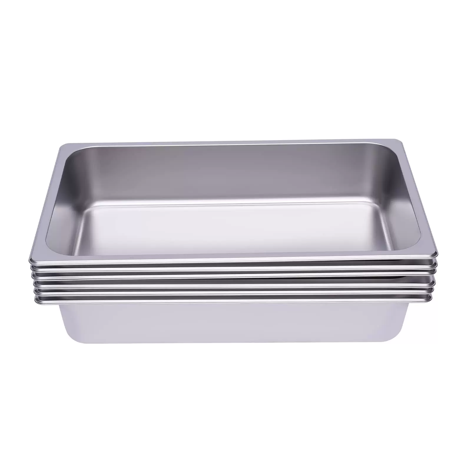 20.87*12.99*4inch Full Size Steam Table Pans, 6-Pack 4 Inch Deep Restaurant Steam Table Pans Commercial, Hotel Pan Made of 201 Gauge Stainless Steel