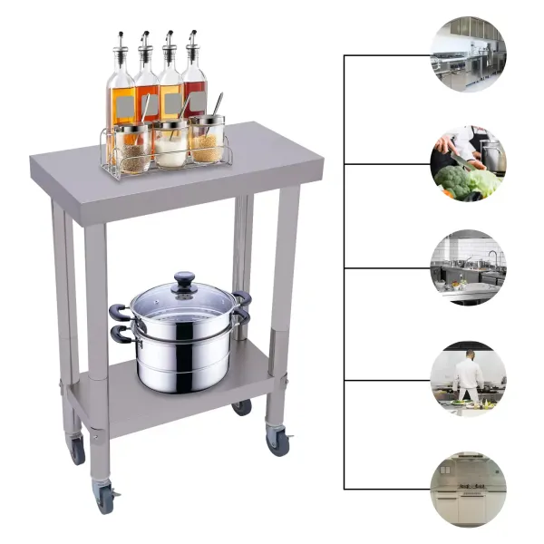 Stainless Steel Table for Prep & Work, Commercial Heavy Duty Food Prep Worktable with Undershelf for Restaurant, Home and Hotel