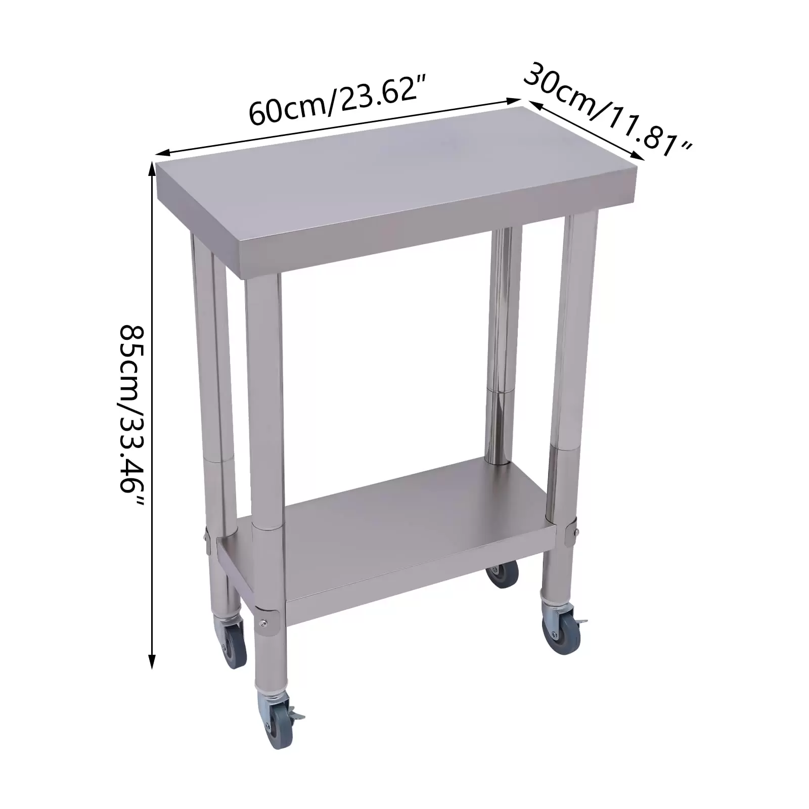 2-Tier Stainless Steel Work Table, Stainless Steel Work Table, Food Preparation Table, with Shelf 2-Tier Stainless Steel Work Table, Stainless Steel Work Table, Food Preparation Table, with Shelf