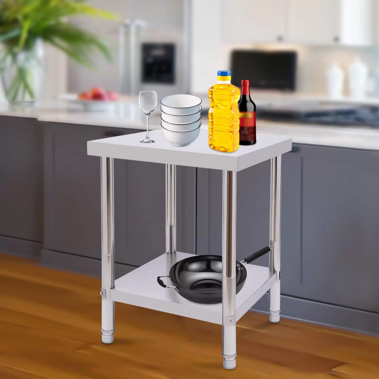 Stainless Steel Prep Table for Prep and Work Commercial Heavy Duty Food Prep Work Table with Shelf for Restaurant Home and Hotel Stainless Steel Prep Table for Prep and Work Commercial Heavy Duty Food Prep Work Table with Shelf for Restaurant Home and Hotel