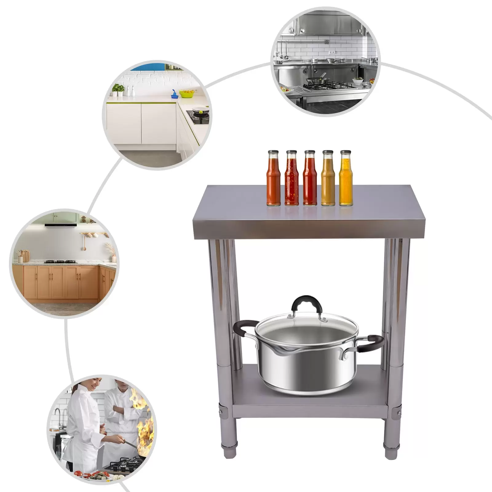 Stainless Steel Table for Prep & Work Commercial Heavy Duty Food Prep Worktable with Undershelf for Restaurant Home and Bakeries Stainless Steel Table for Prep & Work Commercial Heavy Duty Food Prep Worktable with Undershelf for Restaurant Home and Bakeries
