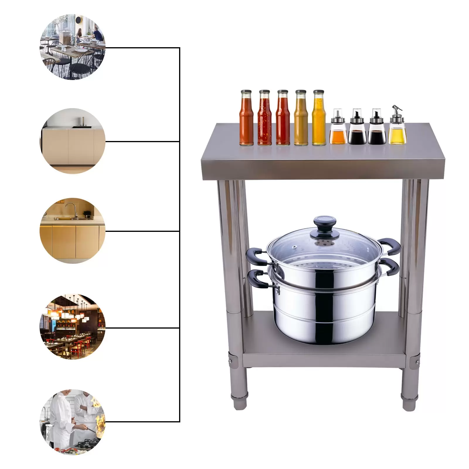 Stainless Steel Table for Prep & Work Commercial Heavy Duty Food Prep Worktable with Undershelf for Restaurant Home and Bakeries Stainless Steel Table for Prep & Work Commercial Heavy Duty Food Prep Worktable with Undershelf for Restaurant Home and Bakeries