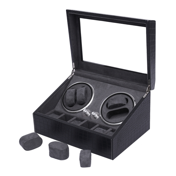 Box 4+6 Watches Automatic Watch Winder in PU for Watchmaking Collector Gift Display Case