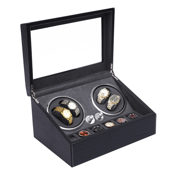 Box 4+6 Watches Automatic Watch Winder in PU for Watchmaking Collector Gift Display Case
