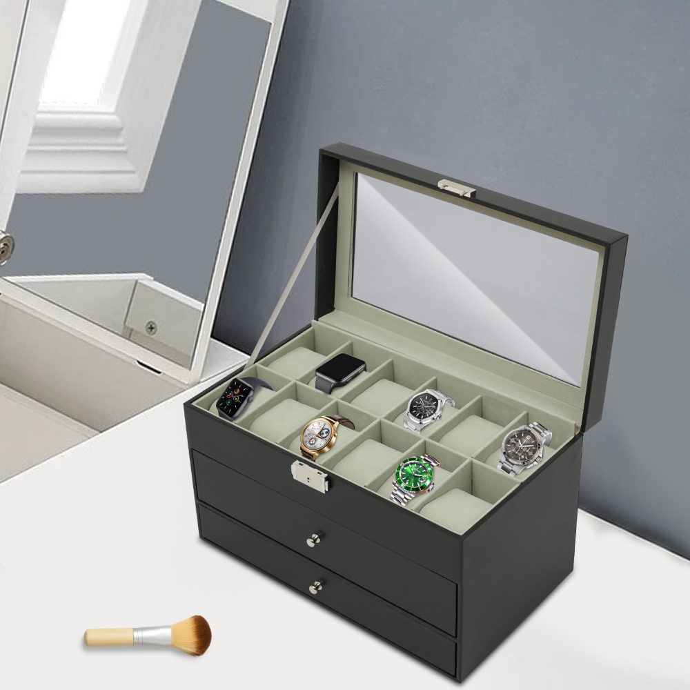 3-Tray Jewelry Box, Desktop Jewelry Cabinet, Watch Box Case for  Bedroom, Living Room