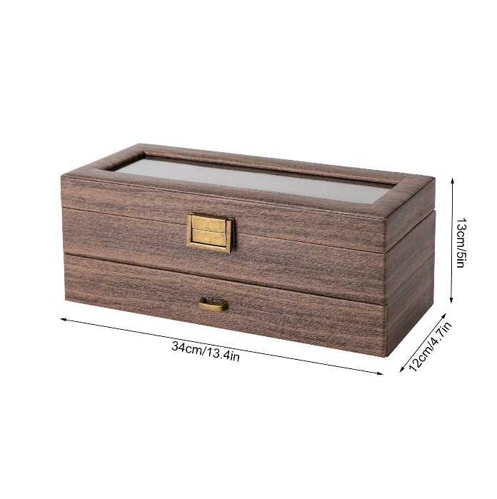 Wood grain double layer 6 compartment watch box, watch storage box, two layer design Wood grain double layer 6 compartment watch box, watch storage box, two layer design