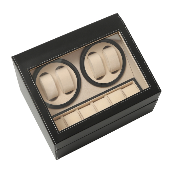 Vintage Watch Display Case Large Capacity Watch Box with Power Cord Suitable for Both Personal and Commercial Use 12*9*7 In Black