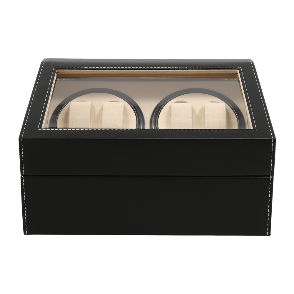 Vintage Watch Display Case Large Capacity Watch Box with Power Cord Suitable for Both Personal and Commercial Use 12*9*7 In Black