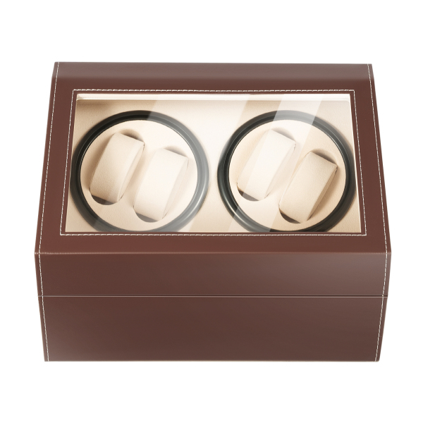 4+6 Watch Case Brown Leather Modern Watch Storage Box Watch Winder Suitable for Personal Use Store Display and Home Decoration 11.81*9.44in Brown