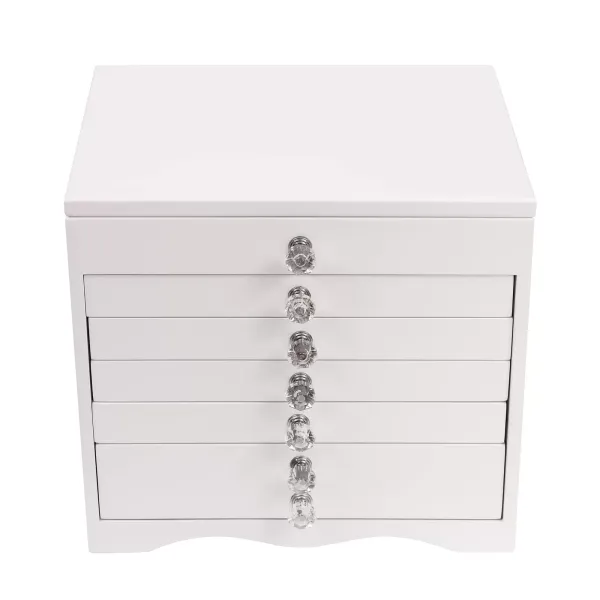 7 Tiers Large Jewelry Box with Glass Lid, 5 Drawers, White Jewelry Box for Earrings, Necklaces, Watches, Rings, Gifts 7 Tiers Large Jewelry Box with Glass Lid, 5 Drawers, White Jewelry Box for Earrings, Necklaces, Watches, Rings, Gifts