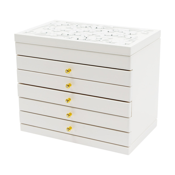Wooden Jewelry Box 6 Layers Necklace Storage Box Vintage Wooden Organizer Box Placed In Bedroom Living Room White