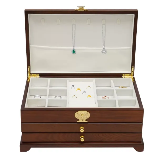 Jewelry Box for Women  Jewelry Organizer Box  Jewelry Boxes for Storing Earrings Rings Necklace Bracelet 3 Layers Organizer 2 Drawers Cabinet