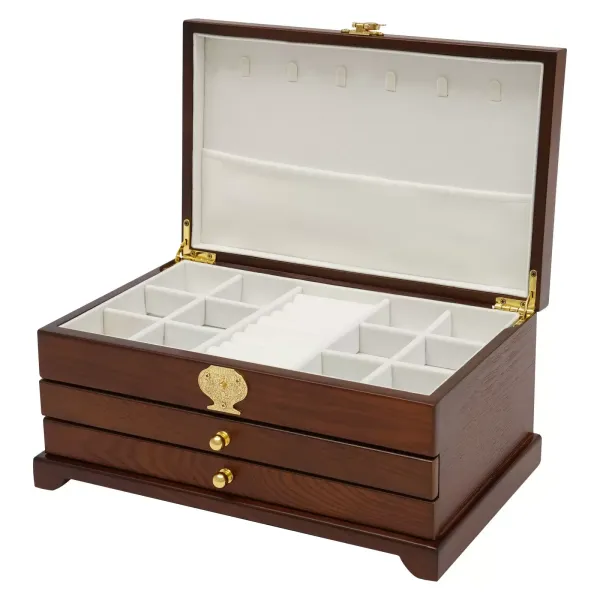 Jewelry Box for Women  Jewelry Organizer Box  Jewelry Boxes for Storing Earrings Rings Necklace Bracelet 3 Layers Organizer 2 Drawers Cabinet