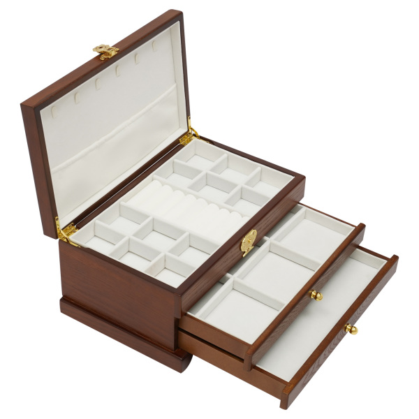 Jewelry Box for Women  Jewelry Organizer Box  Jewelry Boxes for Storing Earrings Rings Necklace Bracelet 3 Layers Organizer 2 Drawers Cabinet