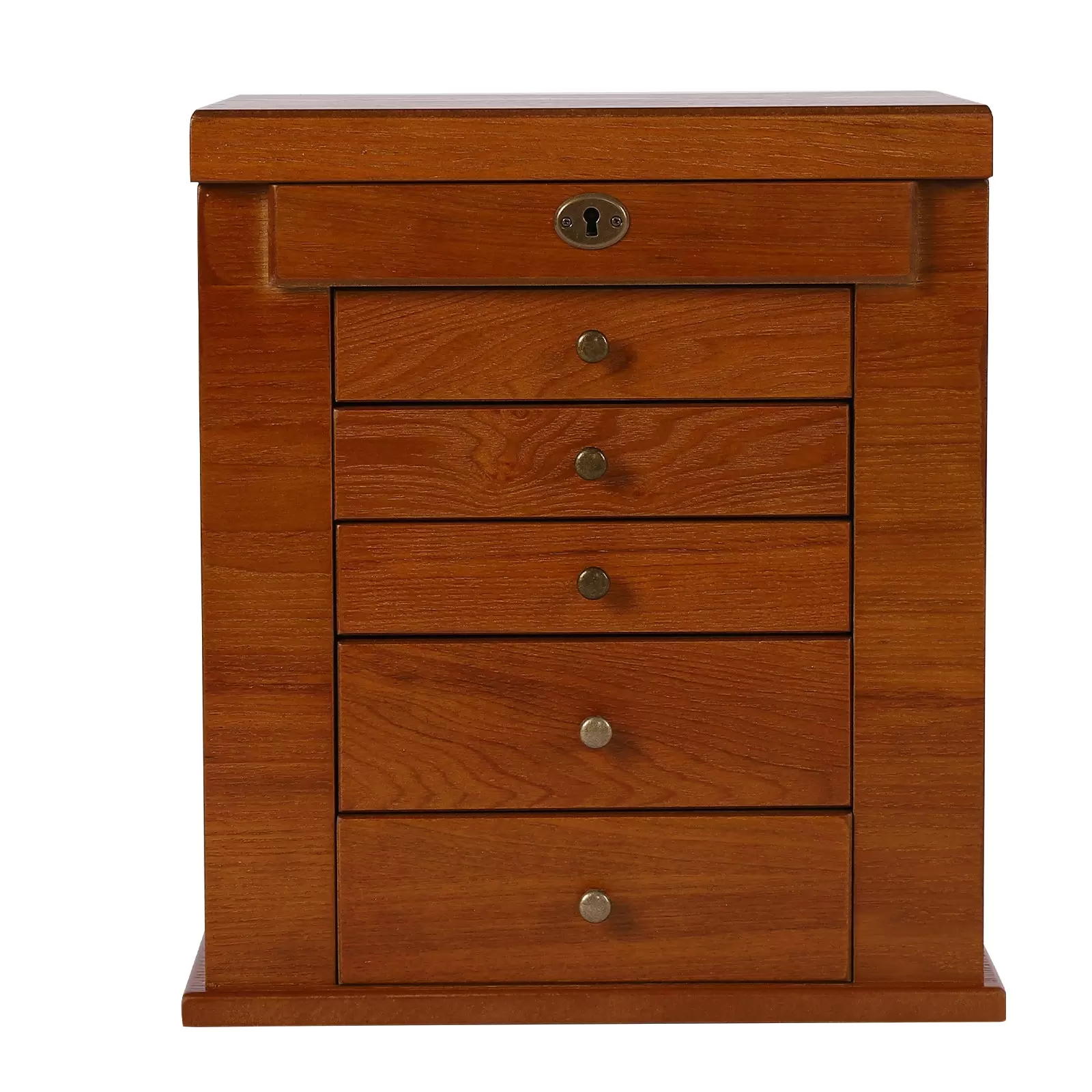 6-Tier Large Wooden Jewelry Box Large Capacity Jewelry Cabinet Armoire with Lock Hidden Hooks for Women Girls Ring Necklace