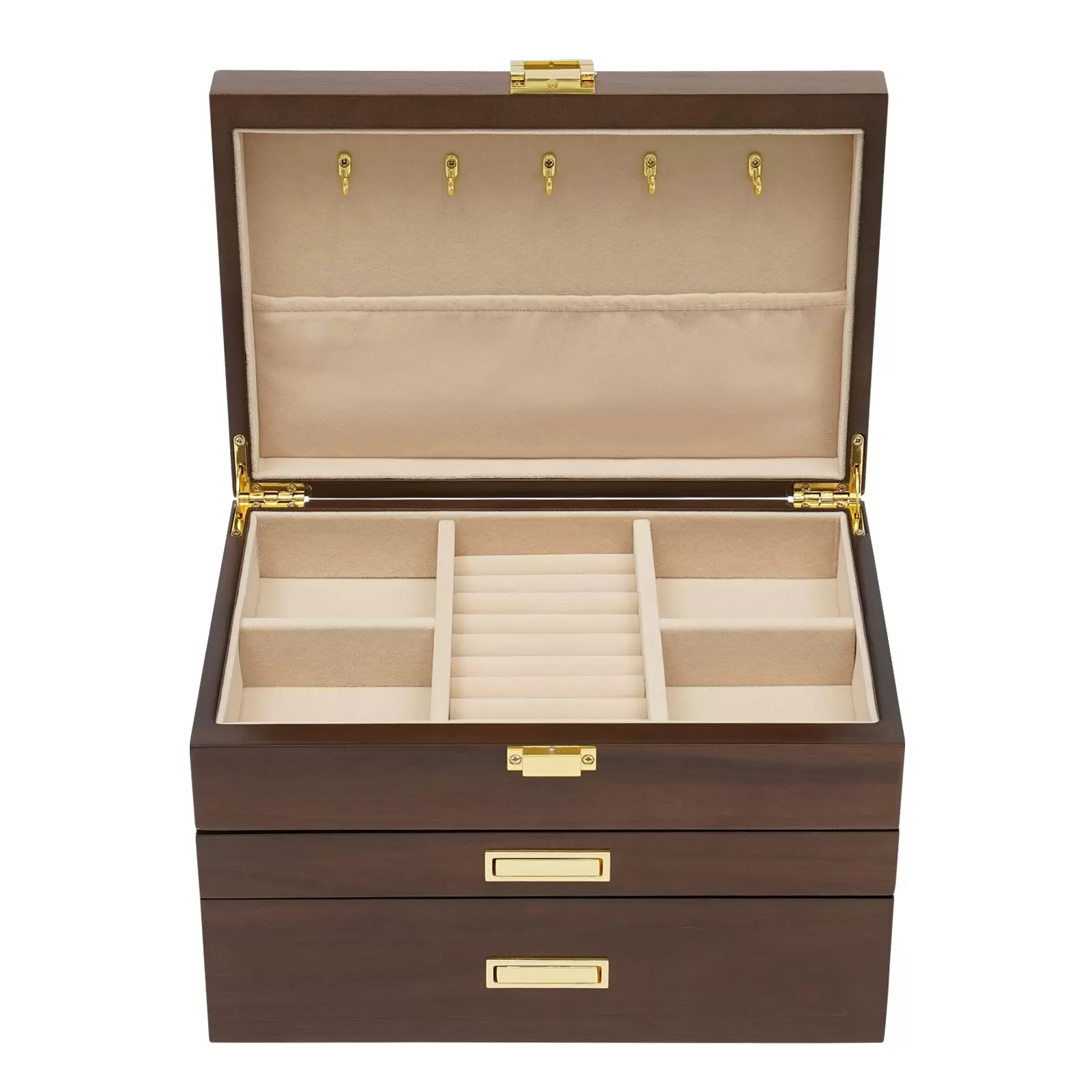 3 Layer Jewelry Box for Women Jewelry Organizer Box Jewelry Boxes for Storage Earrings Rings Necklace Bracelet Black Walnut