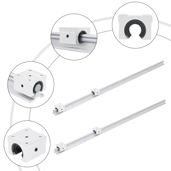 SBR16 Linear Rail 1200mm 2pcs Silver Linear Guide with 4 SBR16UU Bearing Blocks Stainless Rail Linear Rail Set For Grinding Milling Machines SBR16 Linear Rail 1200mm 2pcs Silver Linear Guide with 4 SBR16UU Bearing Blocks Stainless Rail Linear Rail Set For Grinding Milling Machines